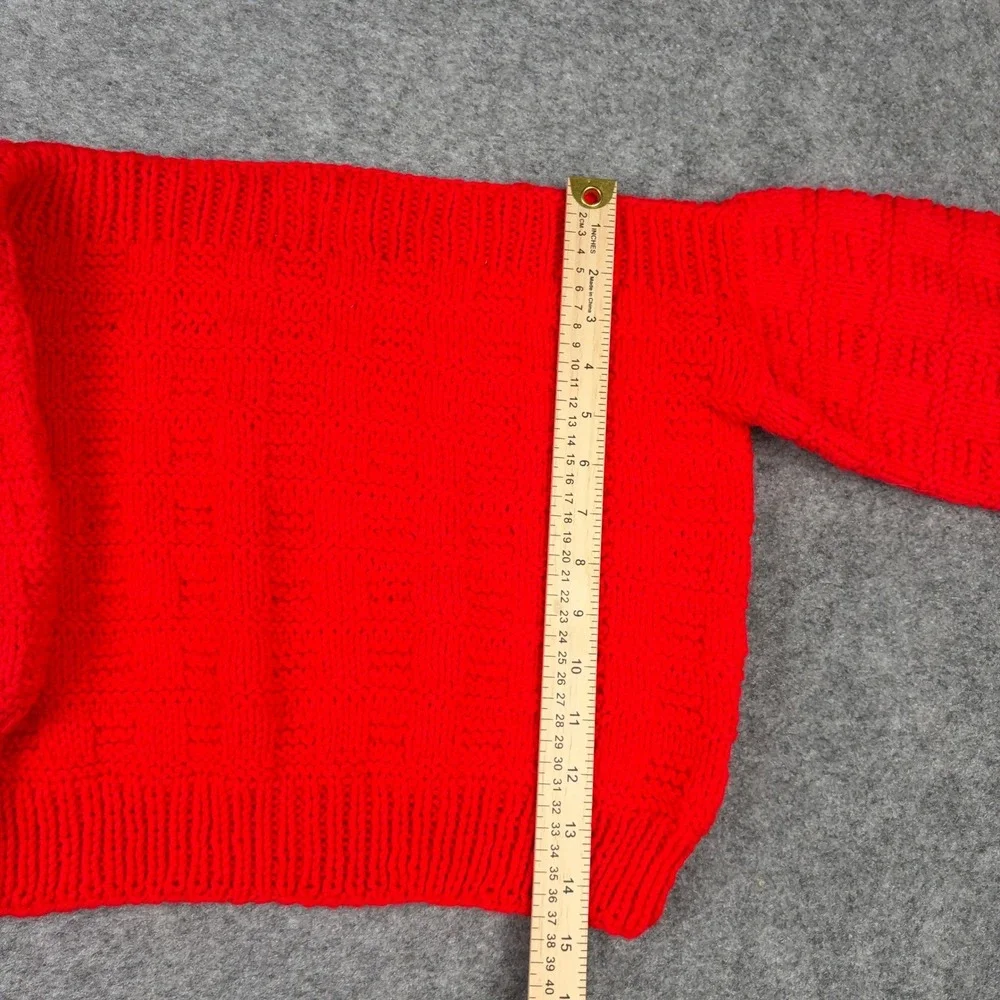 Tender Loving Care Knit Sweater Womens Small Red Boat Neck‎ Vintage Handmade 80s